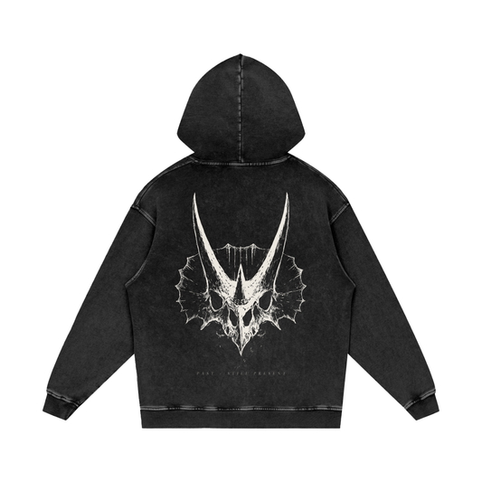 Crest of Horns – Oversized Washed Heavyweight Cotton Hoodie | PALEA