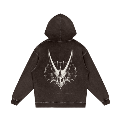 Crest of Horns – Oversized Washed Heavyweight Cotton Hoodie | PALEA
